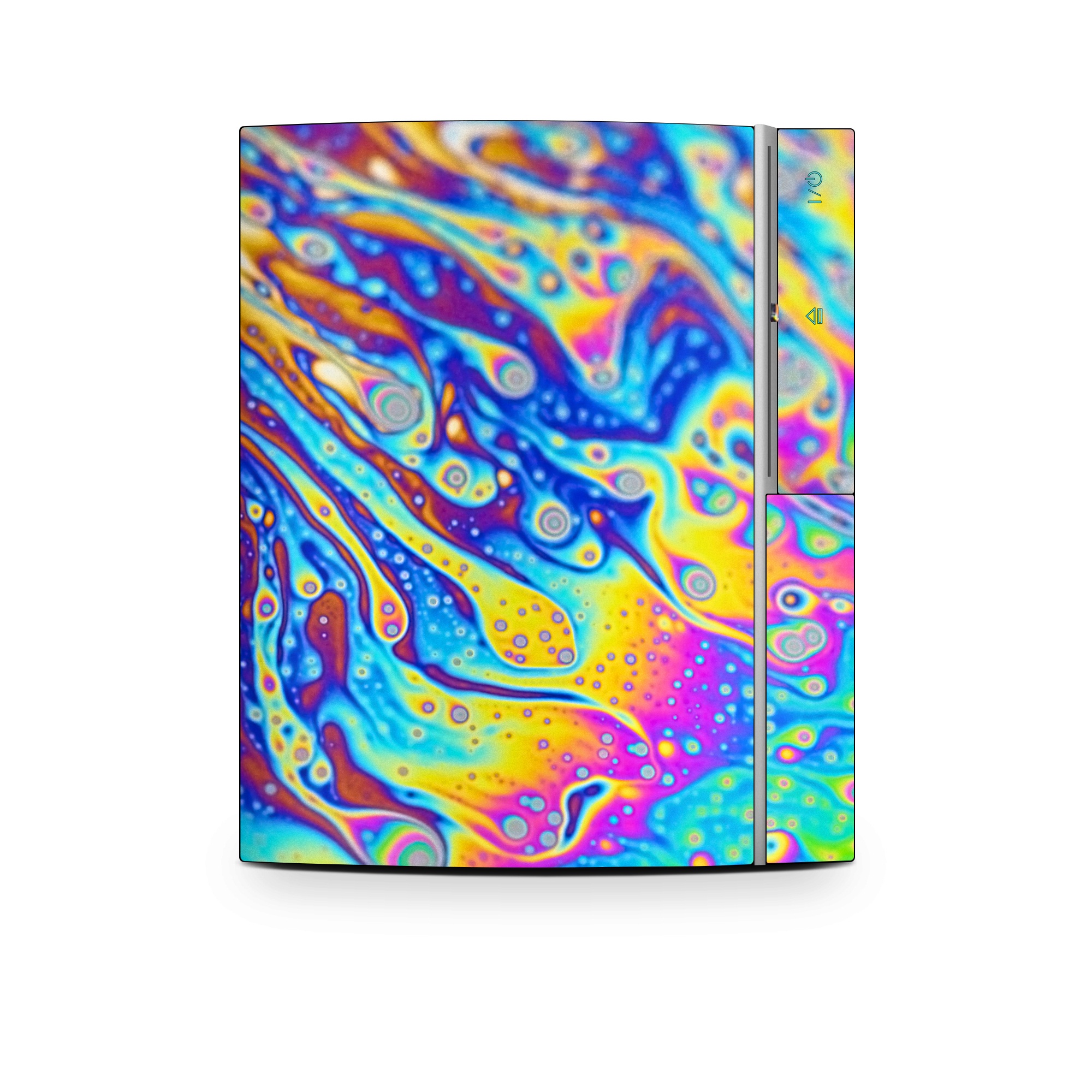 Old PS3 Skin design of Psychedelic art, Blue, Pattern, Art, Visual arts, Water, Organism, Colorfulness, Design, Textile, with gray, blue, orange, purple, green colors