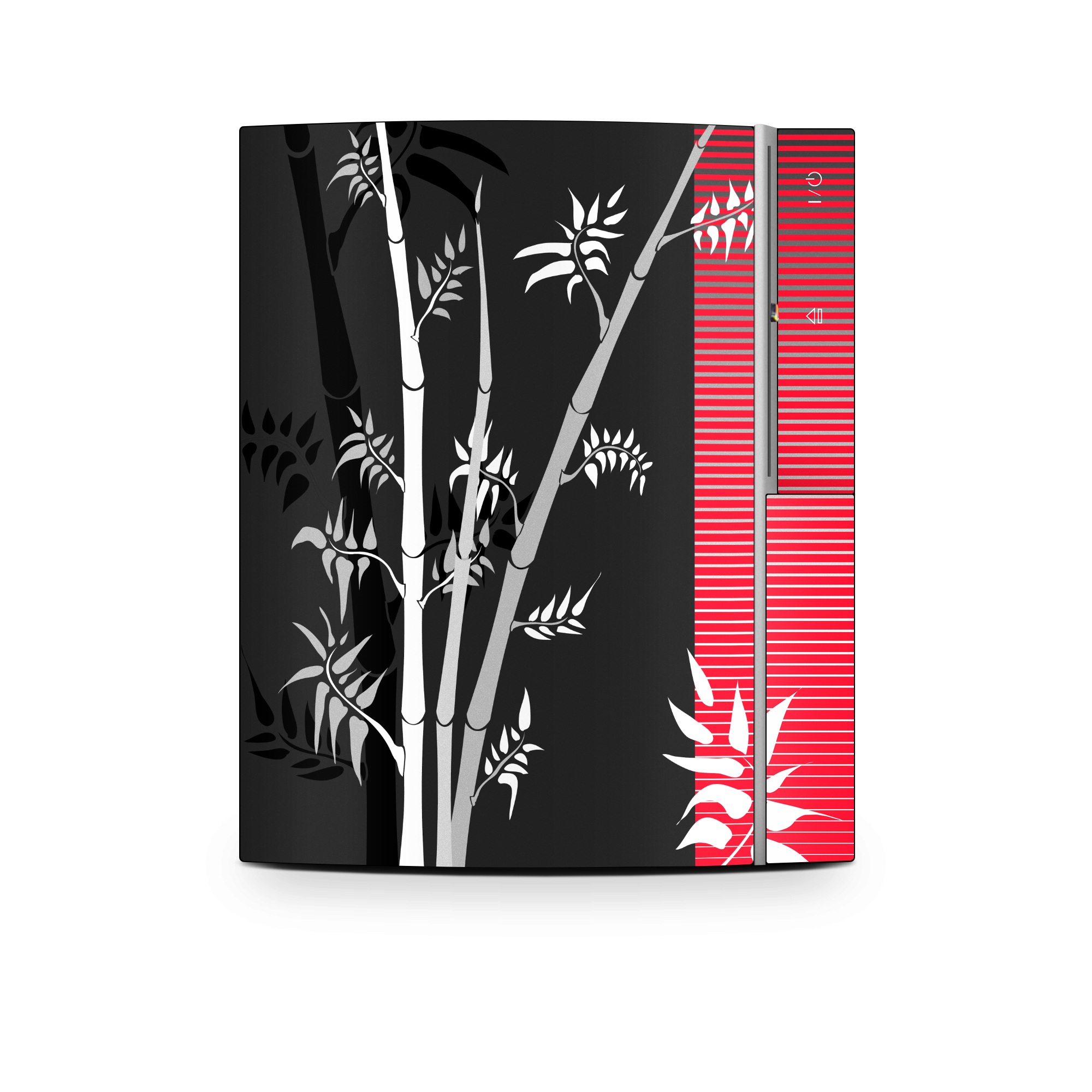 Old PS3 Skin design of Tree, Branch, Plant, Graphic design, Bamboo, Illustration, Plant stem, Black-and-white, with black, red, gray, white colors
