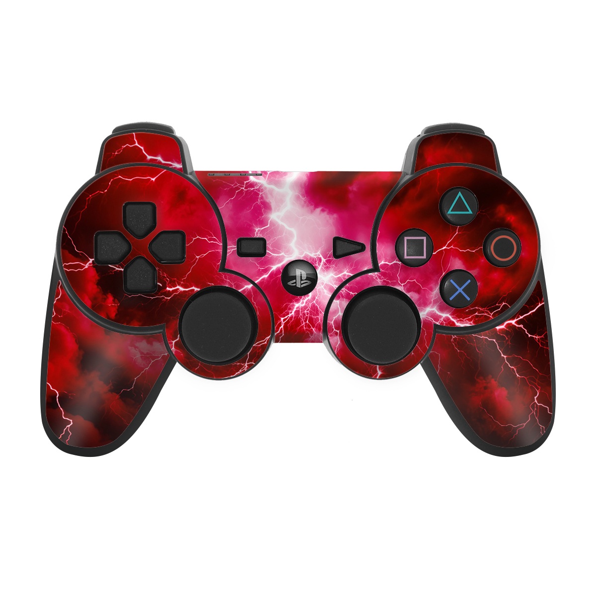 PS3 Controller Skin design of Thunder, Atmosphere, Sky, Light, Purple, Lighting, Water, Thunderstorm, Electricity, Pink, with black, red colors