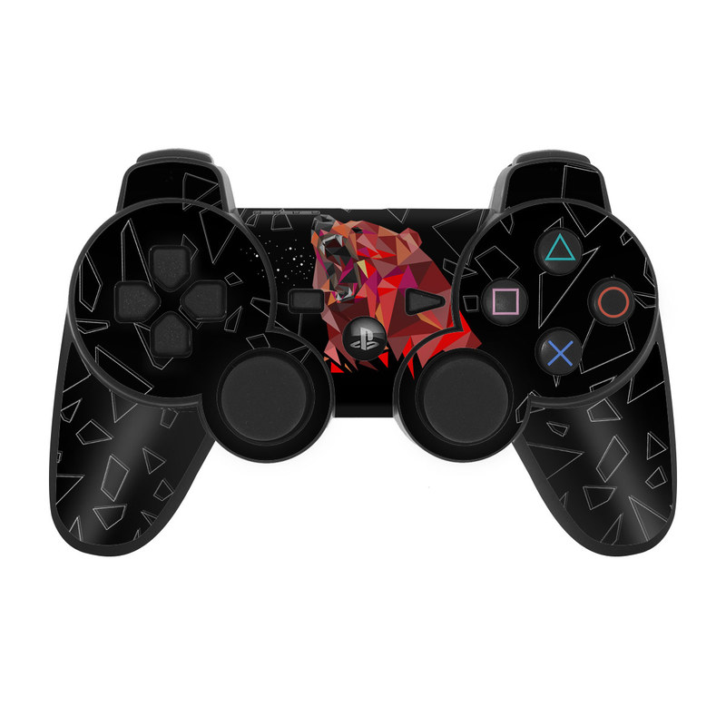 PS3 Controller Skin design of Graphic design, Triangle, Font, Illustration, Design, Art, Visual arts, Graphics, Pattern, Space, with black, red colors