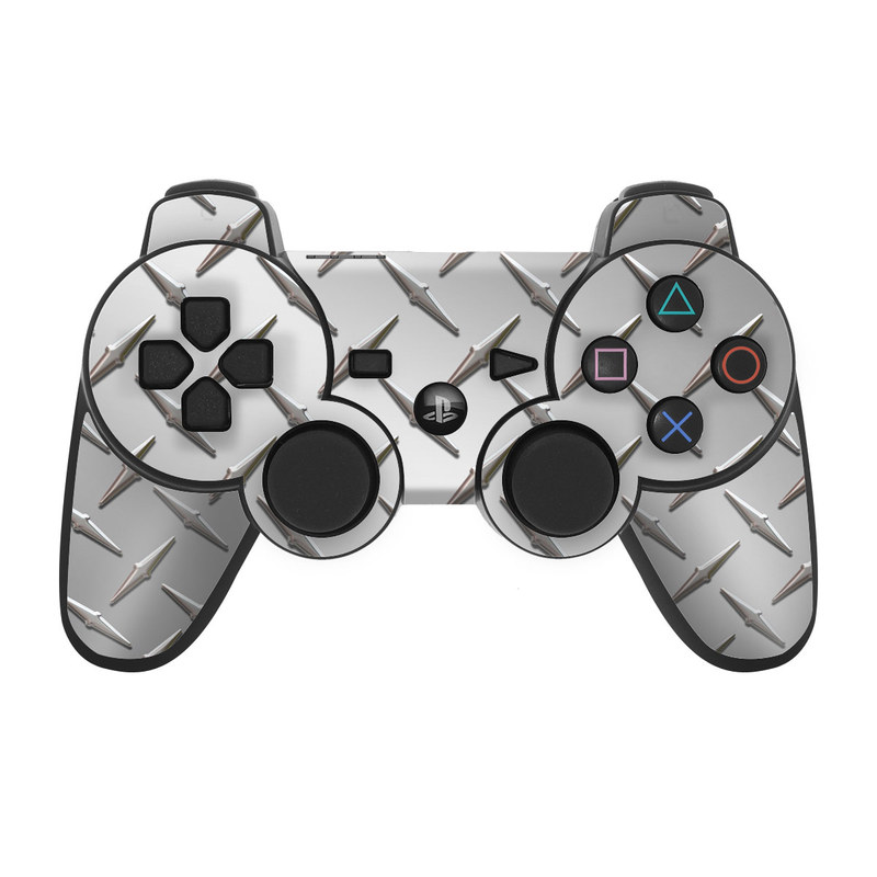 PS3 Controller Skin design of Pattern, Metal, Line, Design, Steel, Parallel, Tile, Beige, Flooring, with gray colors