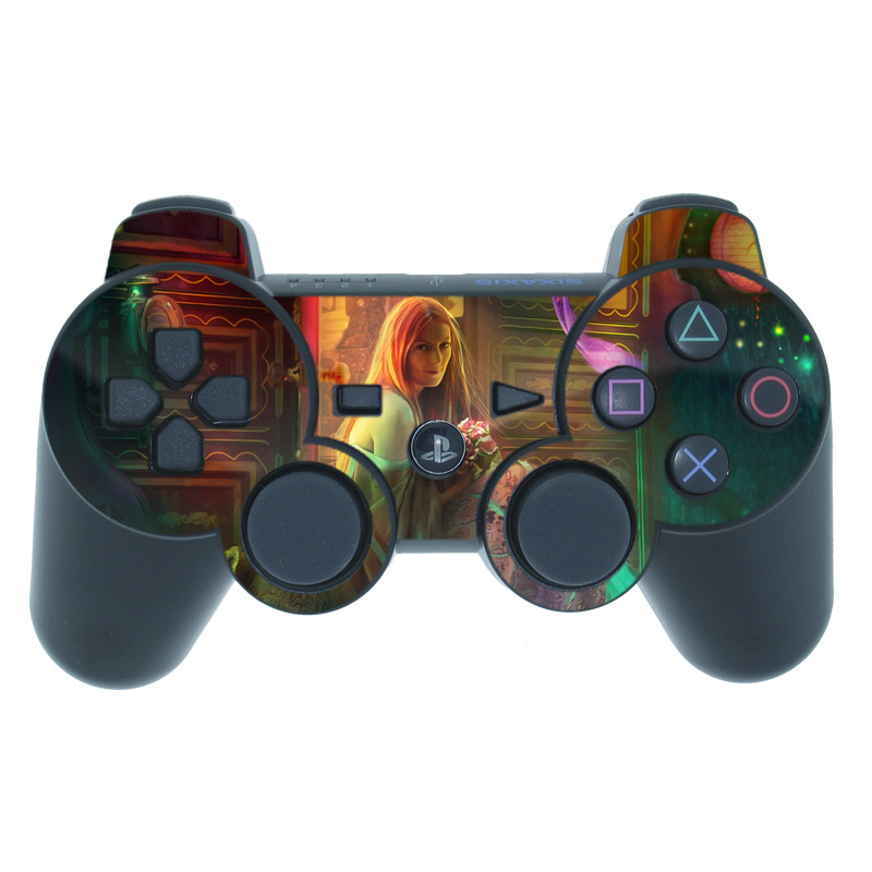 PS3 Controller Skin design of Illustration, Adventure game, Darkness, Art, Digital compositing, Fictional character, Games, with black, red, blue, green colors