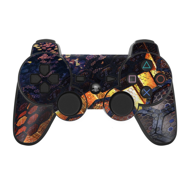 PS3 Controller Skin design of Geological phenomenon, Sky, Water, Cobblestone, Rock, Reflection, Colorfulness, World, Art, with black, red, green colors