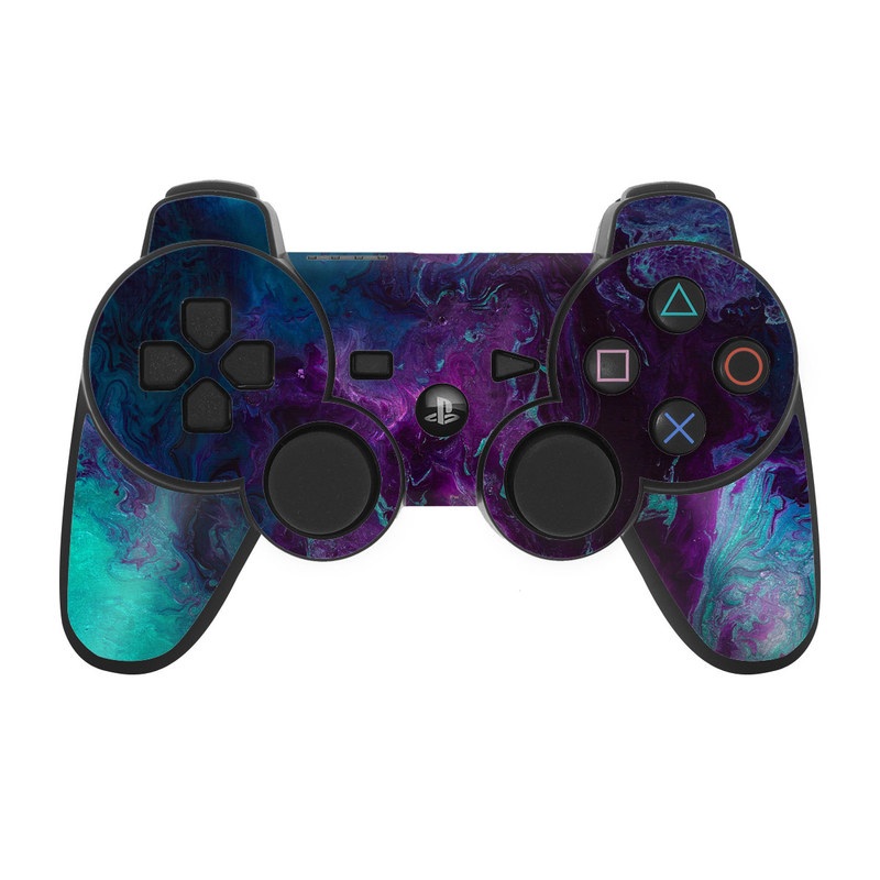 PS3 Controller Skin design of Blue, Purple, Violet, Water, Turquoise, Aqua, Pink, Magenta, Teal, Electric blue, with blue, purple, black colors
