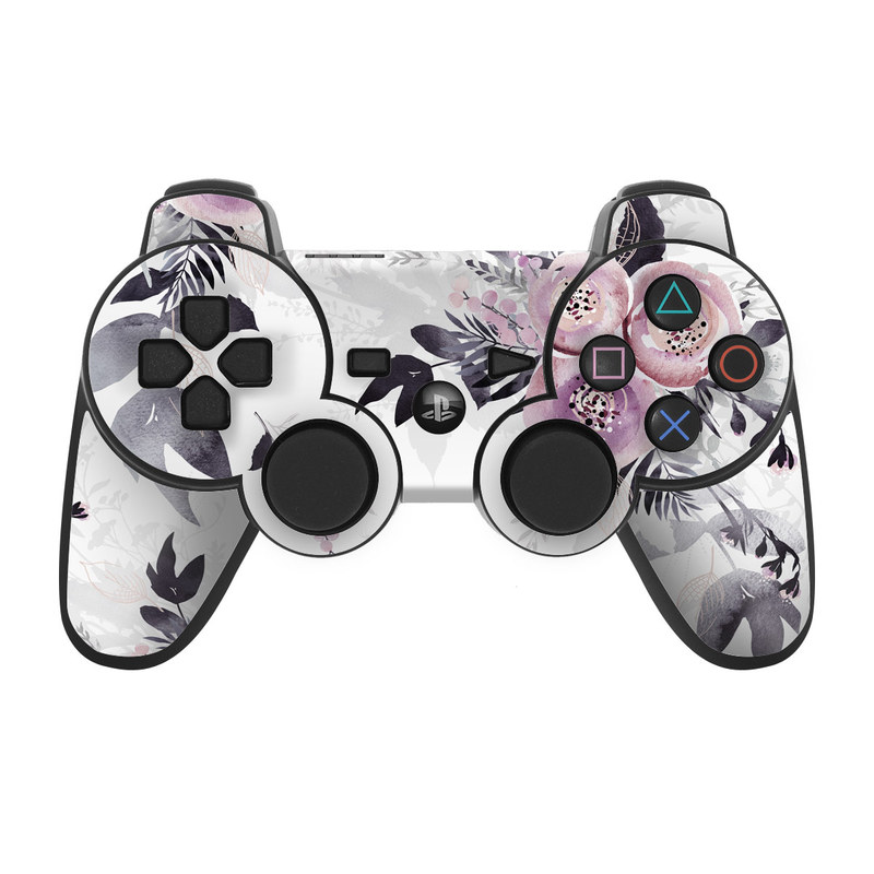 PS3 Controller Skin design of Pink, Pattern, Design, Floral design, Textile, Plant, Flower, Magenta, Petal, Wallpaper, with white, purple, pink, black, gray colors