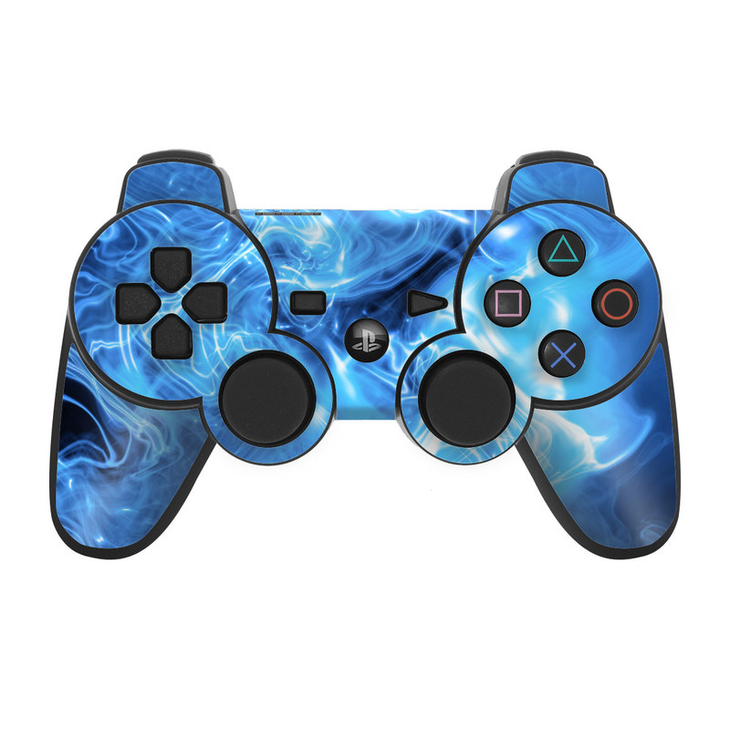 PS3 Controller Skin design of Blue, Water, Electric blue, Organism, Pattern, Smoke, Liquid, Art, with blue, black, purple colors