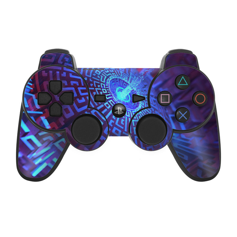 PS3 Controller Skin design of Blue, Light, Fractal art, Electric blue, Purple, Water, Psychedelic art, Organism, Art, Spiral, with black, blue colors