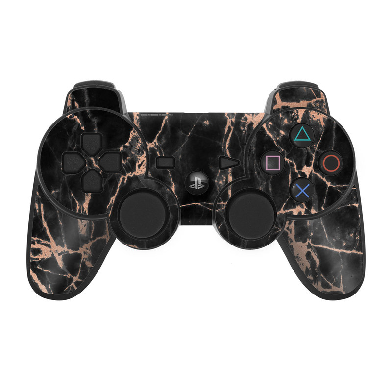 PS3 Controller Skin design of Branch, Black, Twig, Tree, Brown, Sky, Atmosphere, Plant, Winter, Night, with black, pink colors