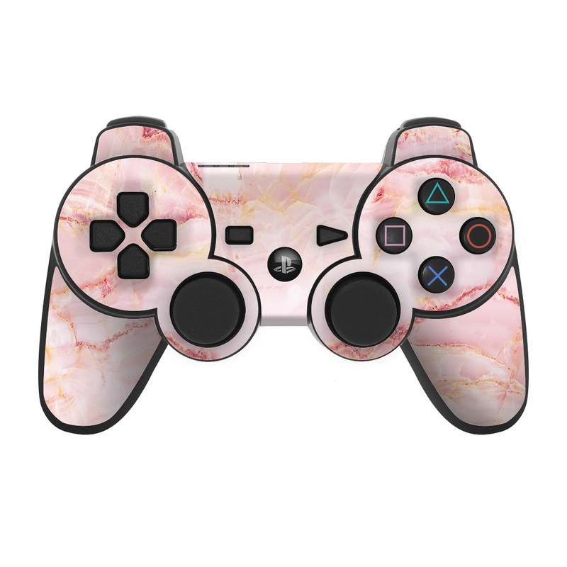 PS3 Controller Skin design of Pink, Peach, with white, pink, red, yellow, orange colors