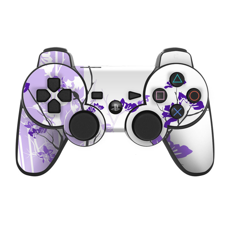 PS3 Controller Skin design of Branch, Purple, Violet, Lilac, Lavender, Plant, Twig, Flower, Tree, Wildflower, with white, purple, gray, pink, black colors
