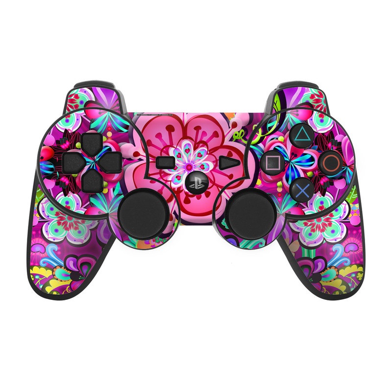 PS3 Controller Skin design of Pattern, Pink, Design, Textile, Magenta, Art, Visual arts, Paisley with purple, black, red, gray, blue colors