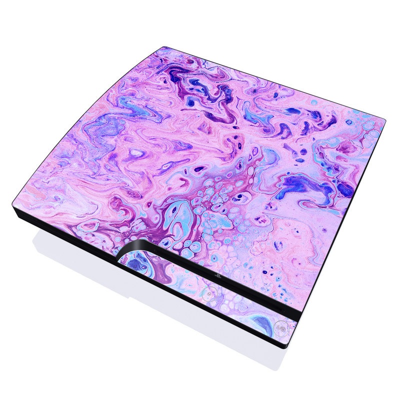 PlayStation 3 Slim Skin design of Purple, Violet, Lilac, Art, Pattern, Modern art, Painting, Visual arts, Acrylic paint, Magenta, with pink, purple, blue colors