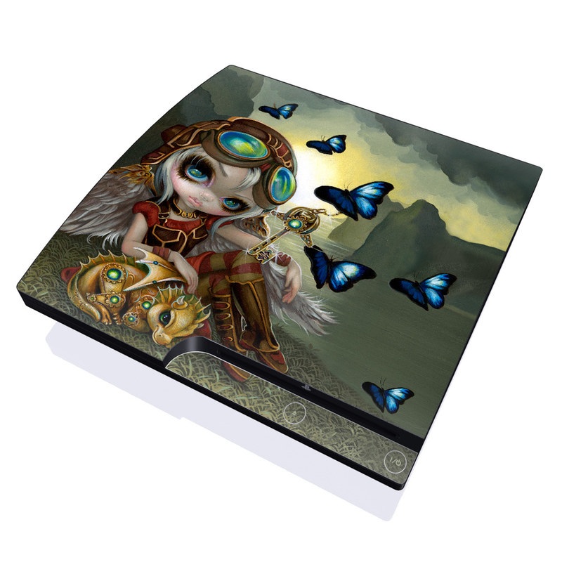 PlayStation 3 Slim Skin design of Cg artwork, Illustration, Fictional character, Art, Mythology, Games, Massively multiplayer online role-playing game, with black, green, red, yellow, brown, blue colors