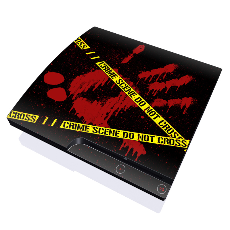 PlayStation 3 Slim Skin design of Red, Black, Font, Text, Logo, Graphics, Graphic design, Room, Carmine, Fictional character, with black, red, green colors