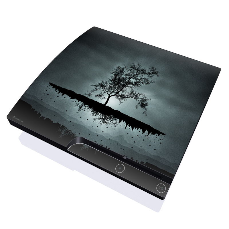 PlayStation 3 Slim Skin design of Reflection, Sky, Nature, Water, Black, Tree, Black-and-white, Monochrome photography, Natural landscape, Atmospheric phenomenon, with black, gray, blue colors