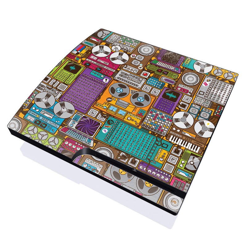 PlayStation 3 Slim Skin design of Games, Pc game, Design, Pattern, Screenshot, Art, with gray, black, red, green, blue, purple colors