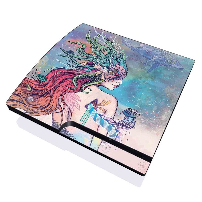 PlayStation 3 Slim Skin design of Illustration, Fictional character, Art, Cg artwork, Fiction, Mythology, Painting, Mermaid, with blue, purple, green, red, yellow, pink colors