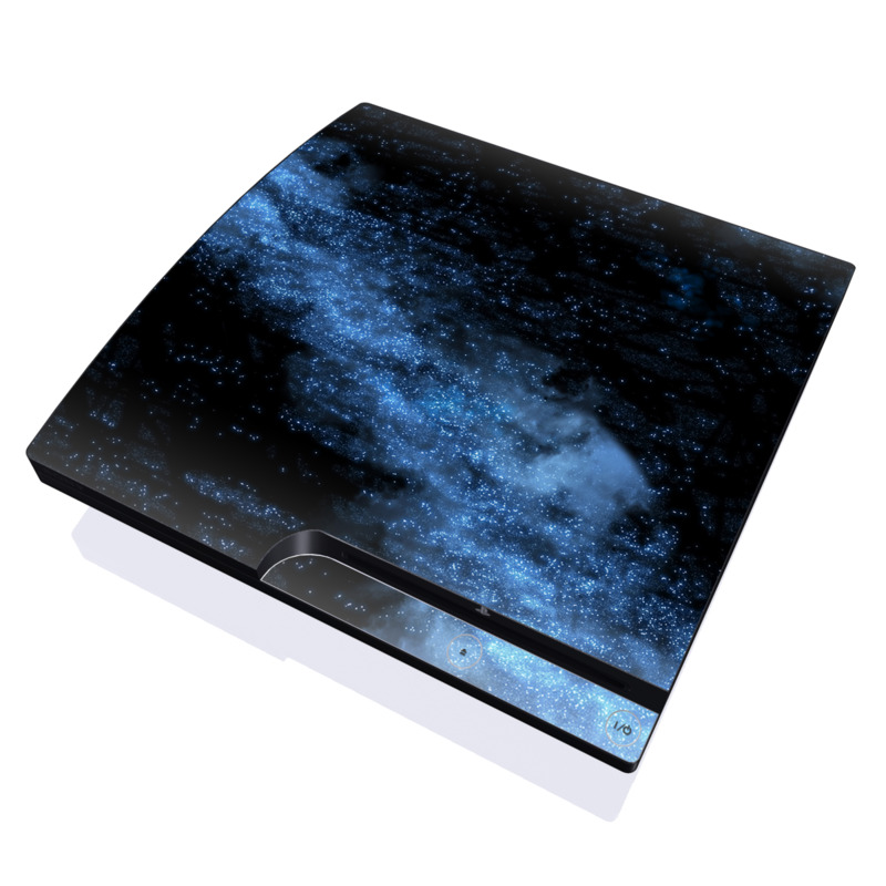 PlayStation 3 Slim Skin design of Sky, Atmosphere, Black, Blue, Outer space, Atmospheric phenomenon, Astronomical object, Darkness, Universe, Space, with black, blue colors