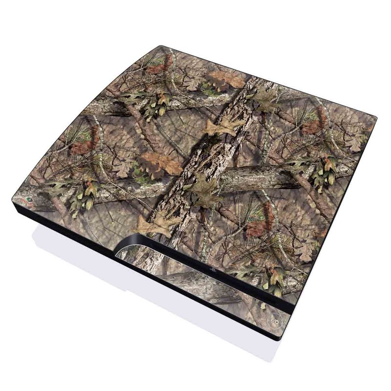 PlayStation 3 Slim Skin design of shellbark hickory, Camouflage, Tree, Branch, Trunk, Plant, Leaf, Adaptation, Wood, Twig, with orange, green, red, black, gray colors
