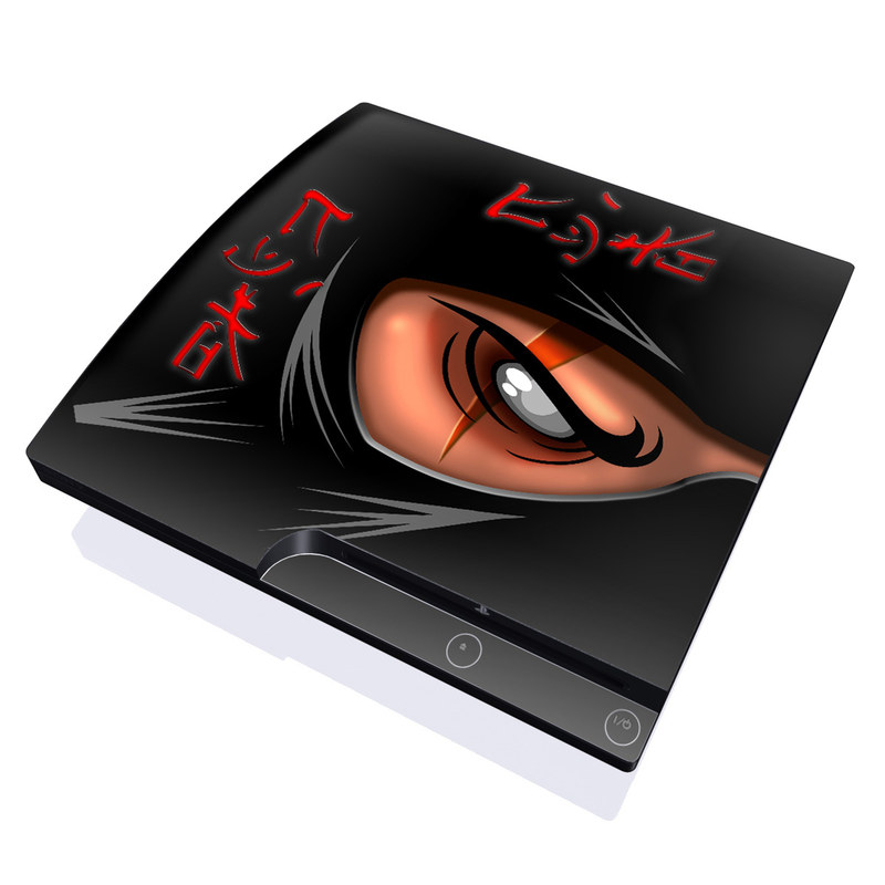 PlayStation 3 Slim Skin design of Cartoon, Eye, Organ, Anime, Illustration, Mouth, Fictional character, Animation, Graphic design, Cg artwork, with black, red, green, pink, orange, gray colors