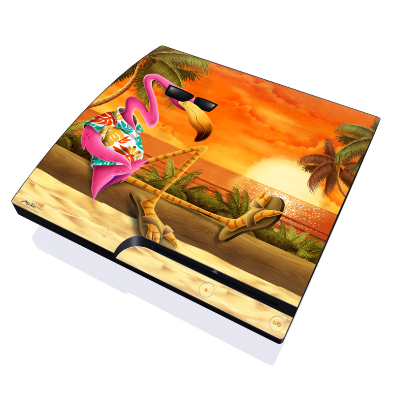 PlayStation 3 Slim Skin design of Cartoon, Art, Animation, Illustration, Plant, Cg artwork, Shoe, Fictional character, with red, orange, green, black, pink colors