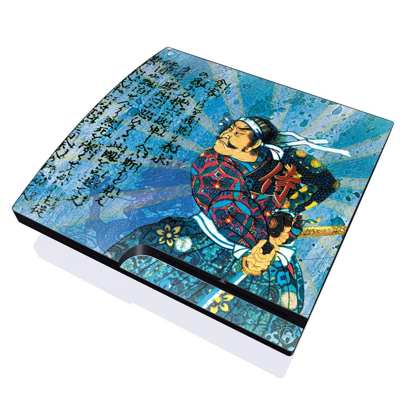PlayStation 3 Slim Skin design of Art, Illustration, Painting, with blue, black, gray, green, red colors