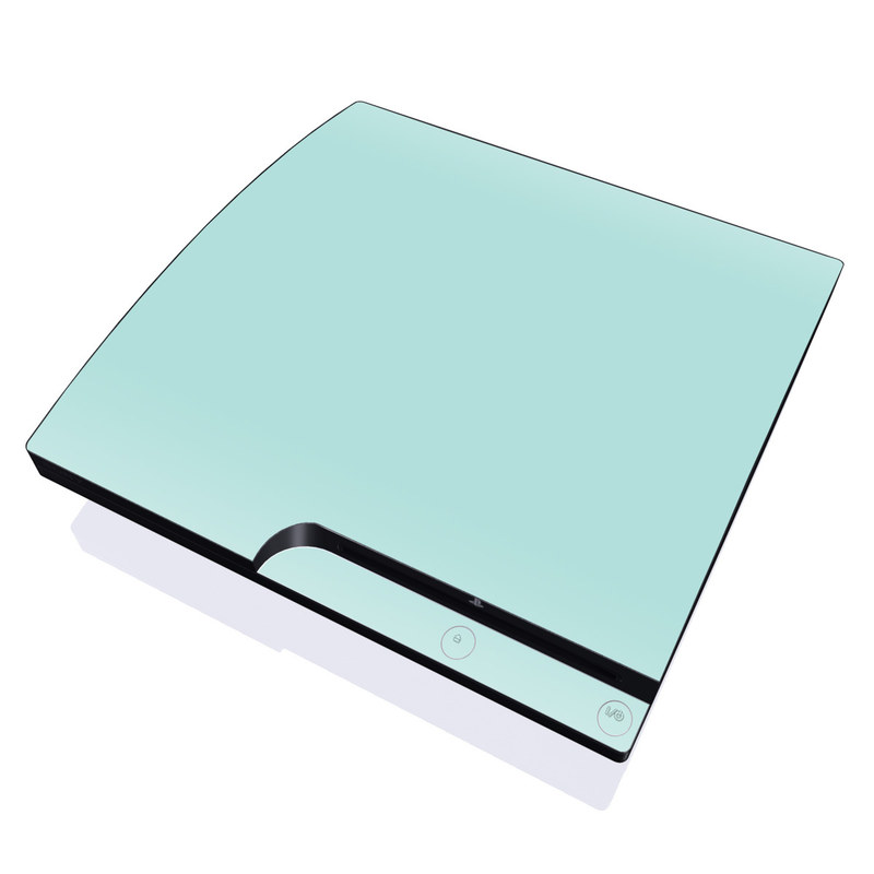 PlayStation 3 Slim Skin design of Green, Blue, Aqua, Turquoise, Teal, Azure, Text, Daytime, Yellow, Sky, with blue colors