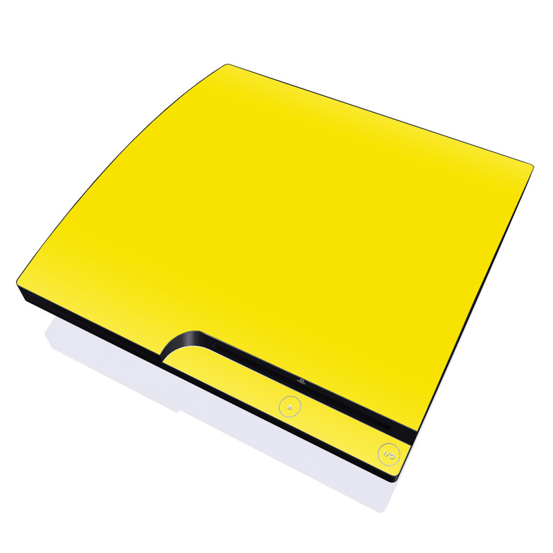 PlayStation 3 Slim Skin design of Green, Yellow, Orange, Text, Font, with yellow colors