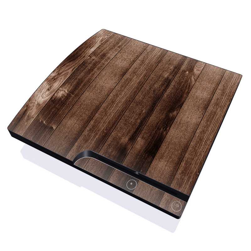 PlayStation 3 Slim Skin design of Wood, Wood flooring, Hardwood, Wood stain, Plank, Brown, Floor, Line, Flooring, Pattern with brown colors