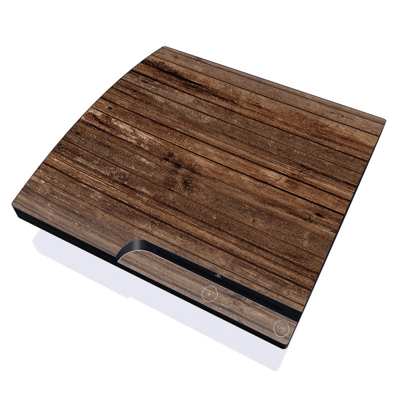 PlayStation 3 Slim Skin design of Wood, Brown, Wood stain, Plank, Hardwood, Wood flooring, Line, Pattern, Floor, Flooring, with brown colors