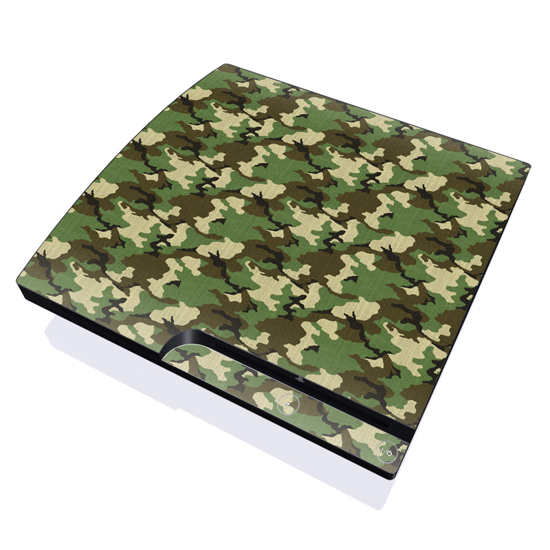 PlayStation 3 Slim Skin design of Military camouflage, Camouflage, Clothing, Pattern, Green, Uniform, Military uniform, Design, Sportswear, Plane, with black, gray, green colors