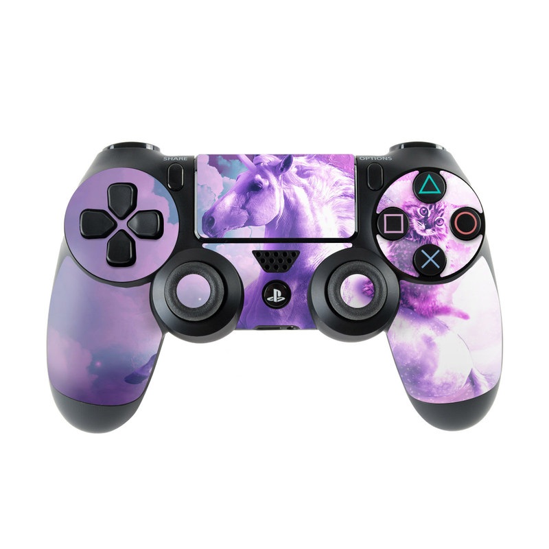 PlayStation 4 Controller Skin design of Unicorn, Purple, Fictional character, Mythical creature, Violet, Cg artwork, Illustration, Mythology, with white, purple, blue, gray, black colors