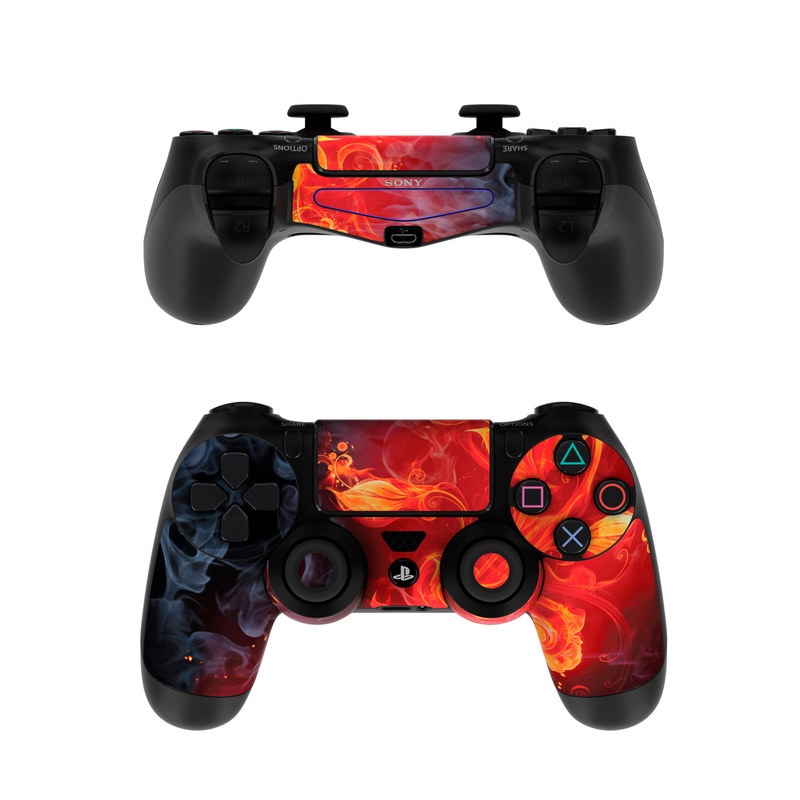 PlayStation 4 Controller Skin design of Flame, Fire, Heat, Red, Orange, Fractal art, Graphic design, Geological phenomenon, Design, Organism with black, red, orange colors