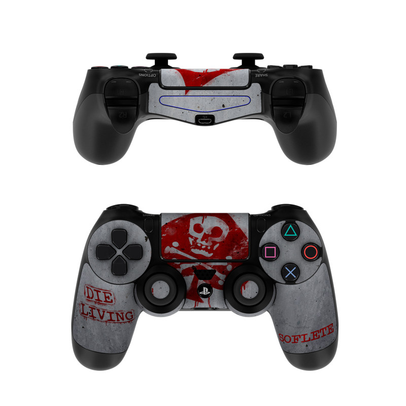 PlayStation 4 Controller Skin design of Red, Street art, Art, Font, Wall, Graffiti, Visual arts, Illustration, Graphics, Logo with gray, red colors