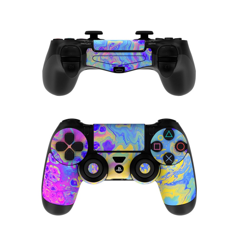 blue and purple playstation controller