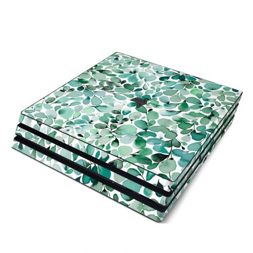 Watercolor Eucalyptus Leaves PlayStation 4 Pro Skin