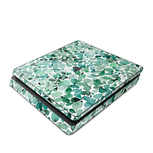 Watercolor Eucalyptus Leaves PlayStation 4 Slim Skin