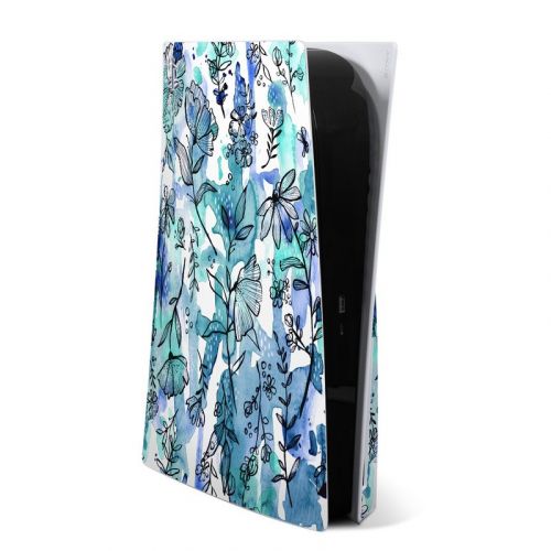 Blue Ink Floral PlayStation 5 Skin