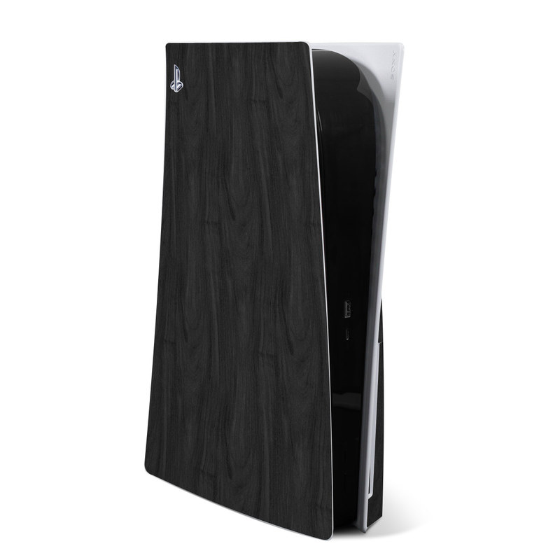 PlayStation 5 Skin design of Black, Brown, Wood, Grey, Flooring, Floor, Laminate flooring, Wood flooring, with black colors
