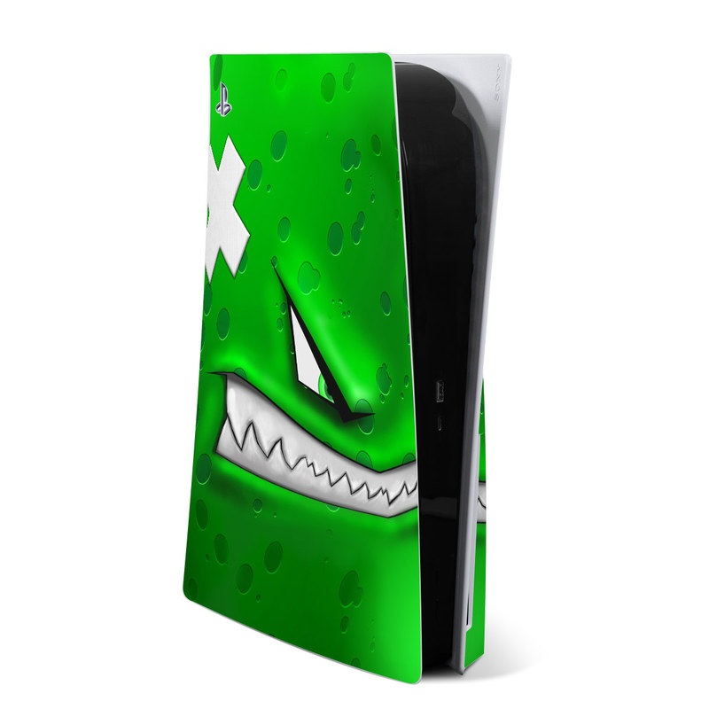 PlayStation 5 Skin design of Green, Font, Animation, Logo, Graphics, Games with green, white colors