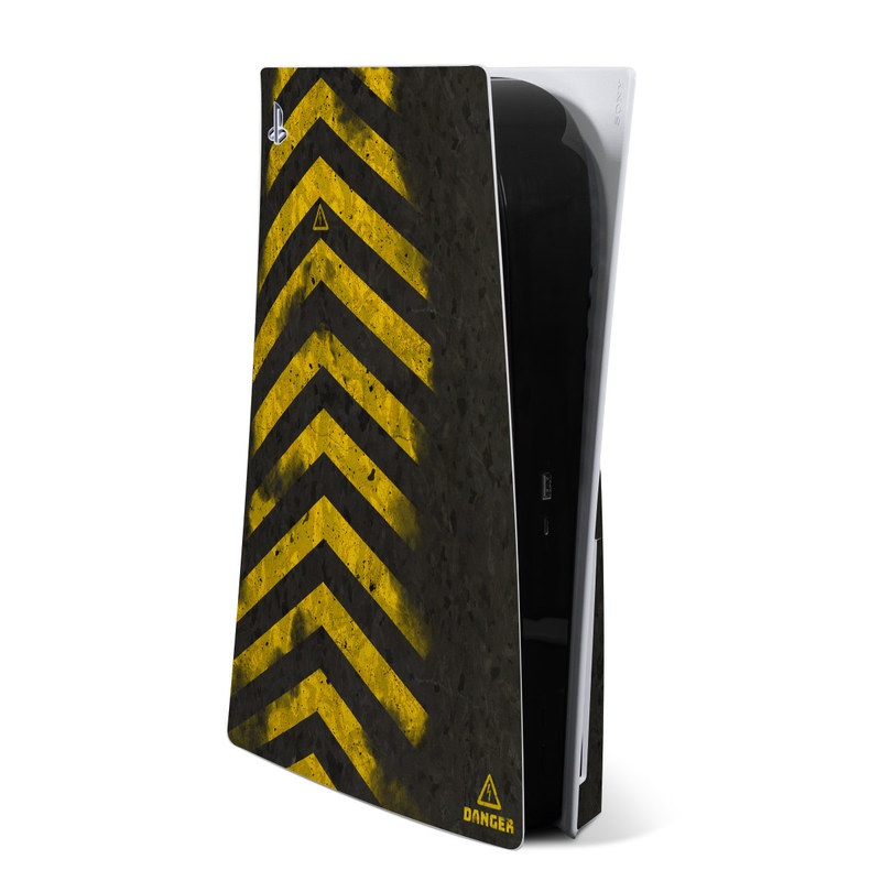 PlayStation 5 Skin design of Colorfulness, Road surface, Yellow, Rectangle, Asphalt, Font, Material property, Parallel, Tar, Tints and shades with black, gray, yellow colors