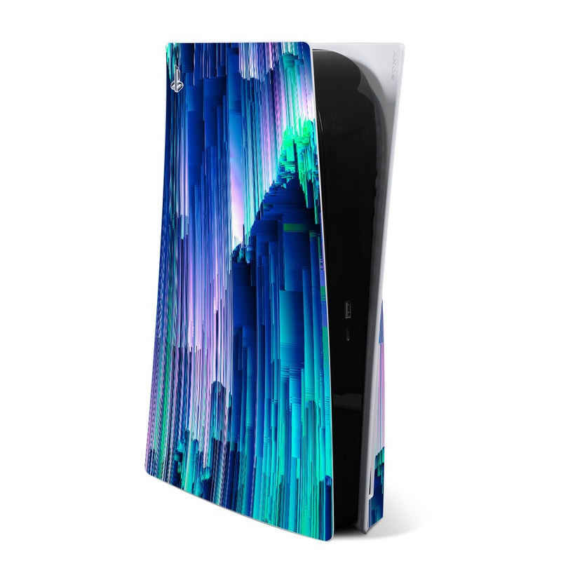 PlayStation 5 Skin design of Blue, Green, Light, Colorfulness with blue, purple, pink, white colors