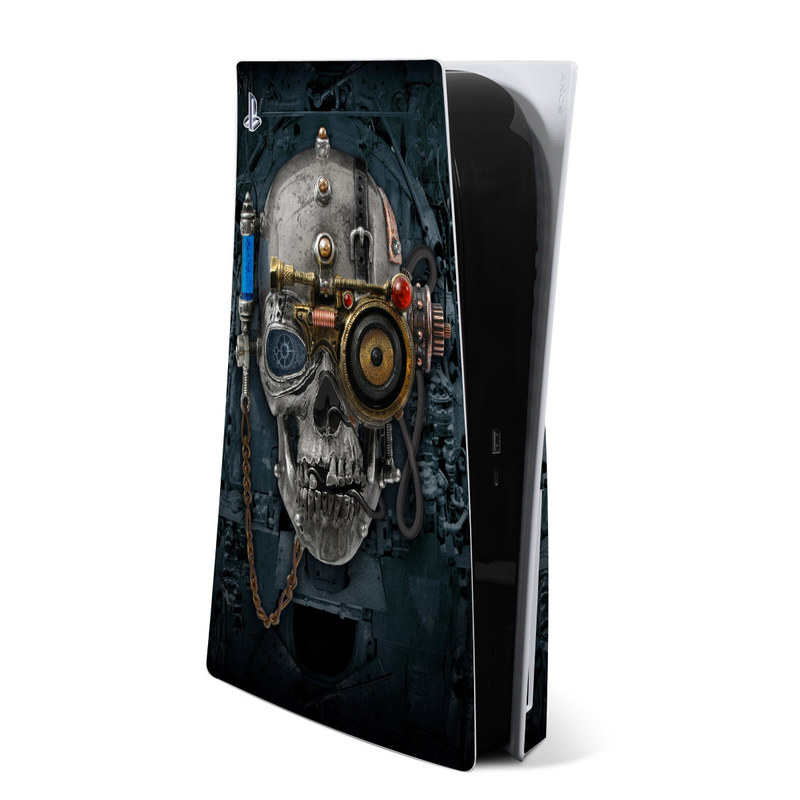 PlayStation 5 Skin design of Engine, Auto part, Still life photography, Personal protective equipment, Illustration, Automotive engine part, Art with black, gray, red, green colors