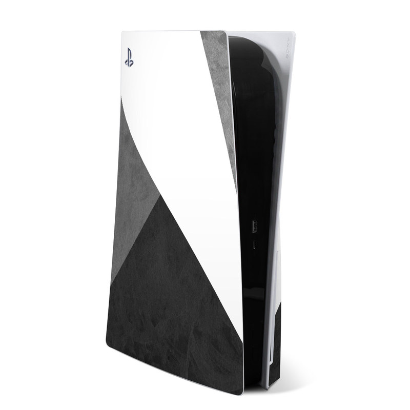 PlayStation 5 Skin design of Black, White, Black-and-white, Line, Grey, Architecture, Monochrome, Triangle, Monochrome photography, Pattern with white, black, gray colors