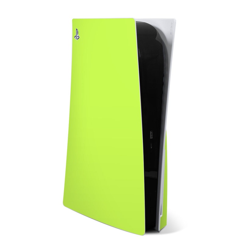 PlayStation 5 Skin design of Green, Yellow, Text, Leaf, Font, Grass with green colors
