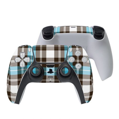 Turquoise Plaid PlayStation 5 Controller Skin