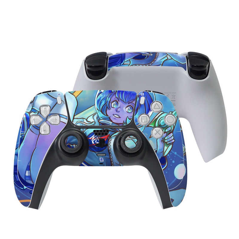 PlayStation 5 Controller Skin design of Cartoon, Illustration, Graphic design, Games, Space, Design, Anime, Art, Graphics, Fictional character with blue, white, yellow, purple, green, red, orange, black colors
