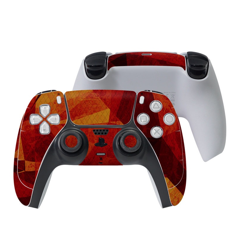 PlayStation 5 Controller Skin design of Orange, Red, Yellow, Triangle, Pattern, Amber, Design, Art, Visual arts, Modern art with black, orange, yellow colors
