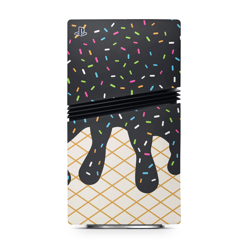PlayStation 5 Pro Skin design of Orange, Graphics, Polka dot, with white, brown, yellow, black, green, pink, orange, blue colors