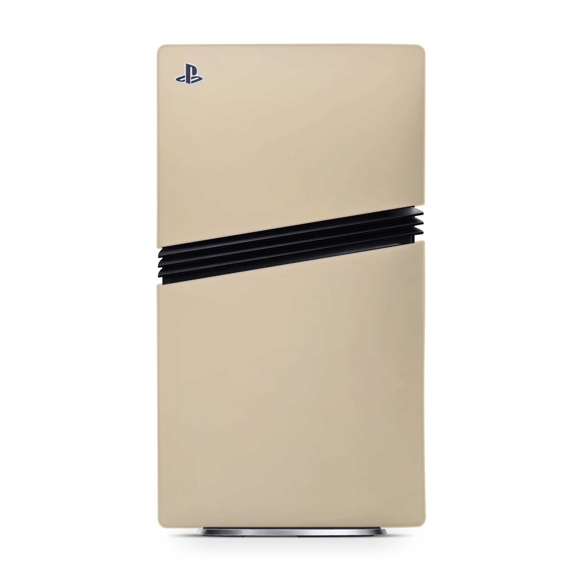 PlayStation 5 Pro Skin design of Brown, Beige, Pattern, Peach, Font, Rectangle, Event, Brand, Circle, with brown, yellow colors